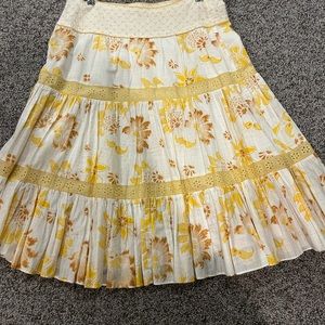 Rebecca Taylor Floral Skirt in Yellow and Brown